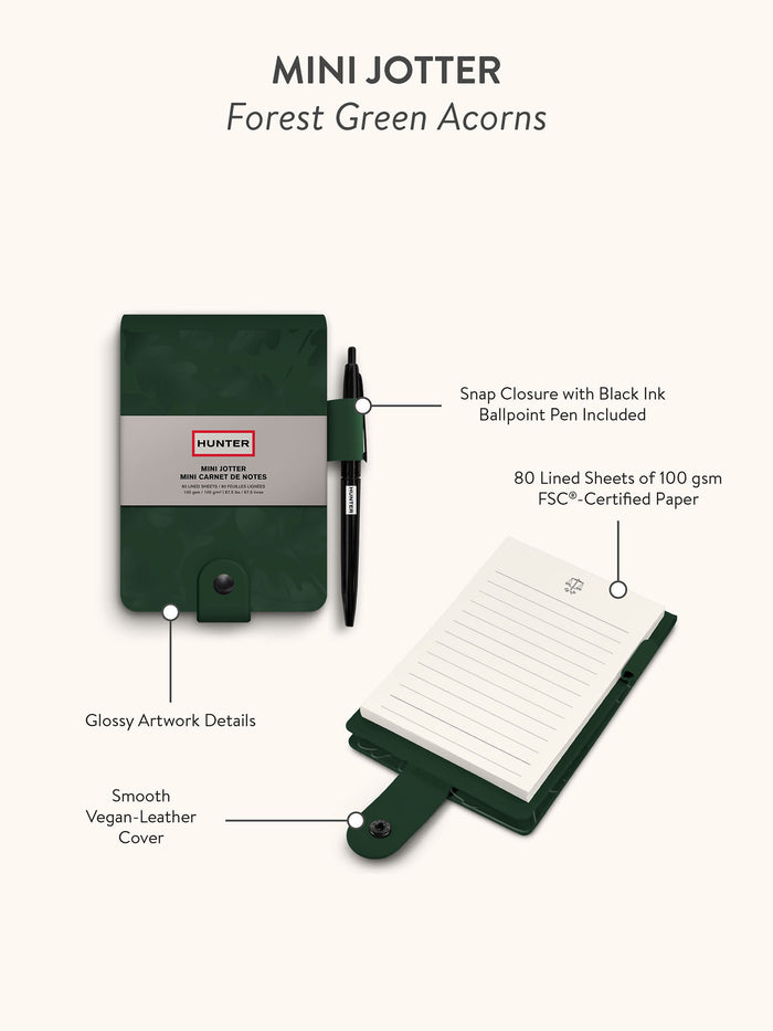 Hunter Forest Green Acorns Mini Jotter