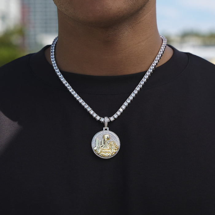Iced Brooklyn Pendant in White Gold