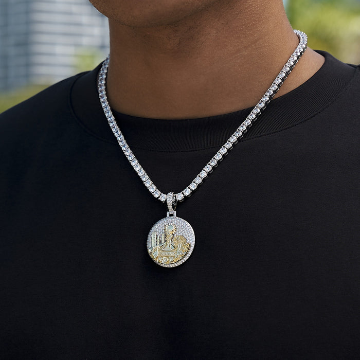 Iced Brooklyn Pendant in White Gold
