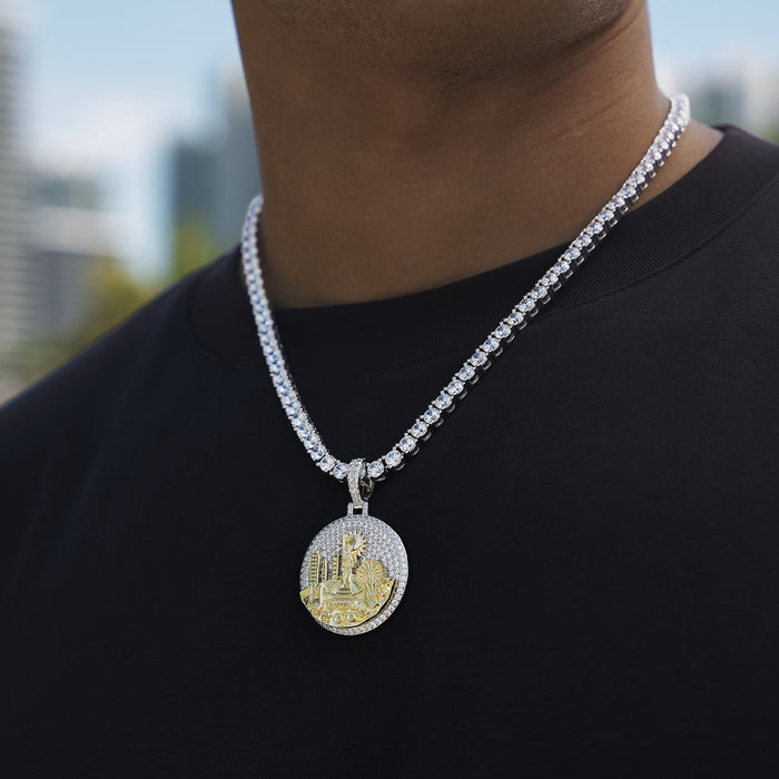 Iced Brooklyn Pendant in White Gold