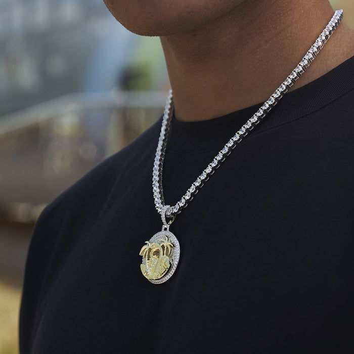 Iced Miami Pendant in White Gold