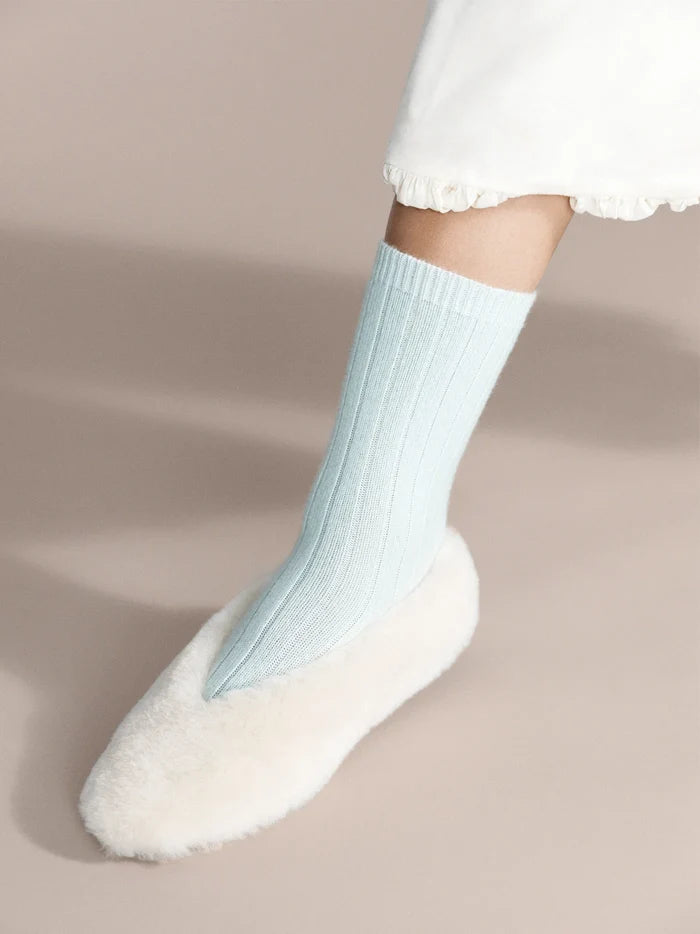Italia Cashmere Cozy Rib Crew (Icicle)