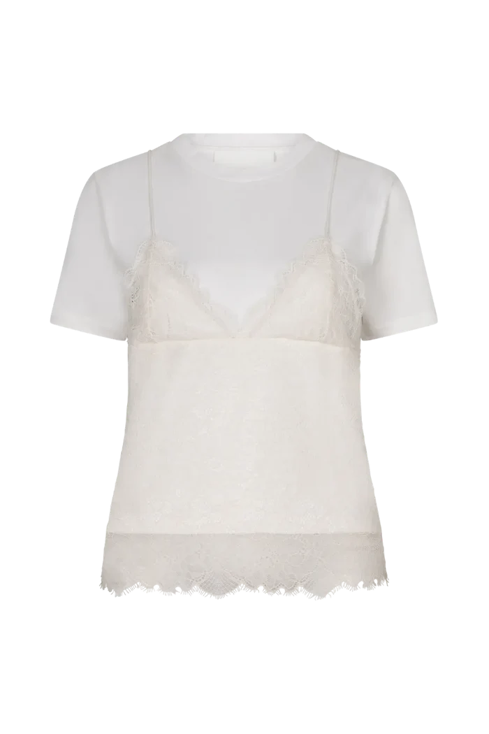 White lace top with a plain white background