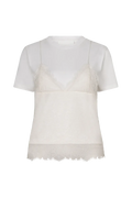 White lace top with a plain white background