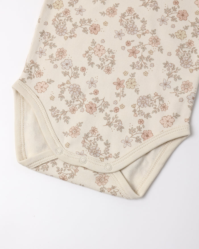 Jersey Onesie Set (Floral Vine + Dusty Rose)