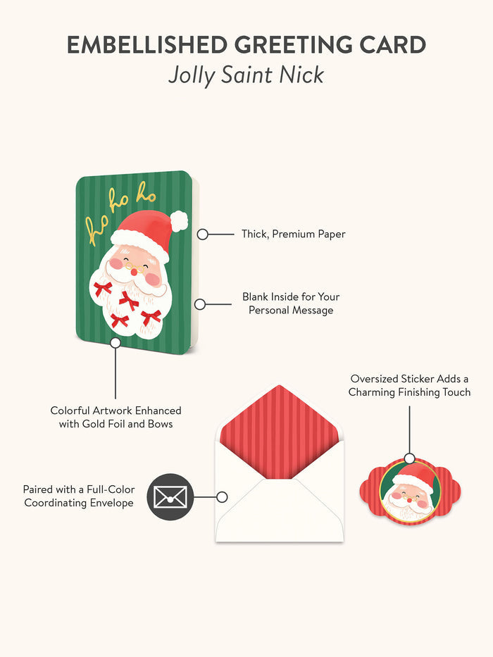 Jolly Saint Nick  Deluxe Greeting Card