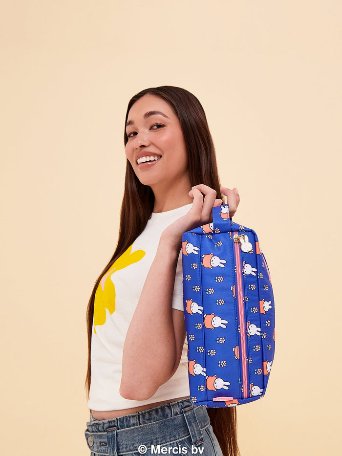 JuJuBe Miffy Flower Fields Be Dapper Toiletry Cosmetic Pouch - Blue & Orange