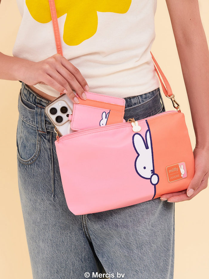 JuJuBe Miffy Flower Fields Be Quick Clutch - Pink & Orange