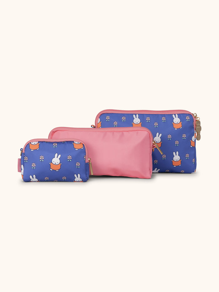 JuJuBe Miffy Flower Fields Be Set 3-Piece Pouch Set - Blue & Orange