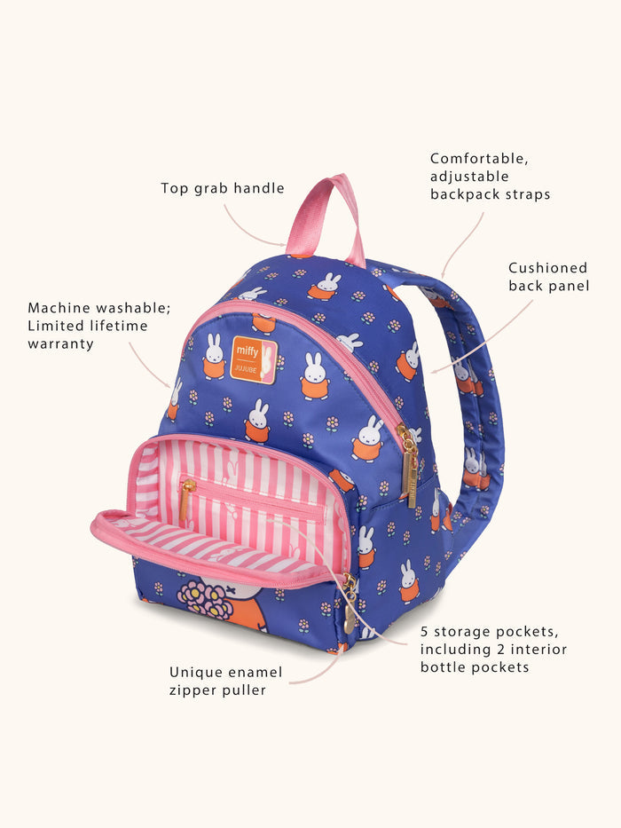 JuJuBe Miffy Flower Fields Everyday Mini Backpack - Blue & Orange