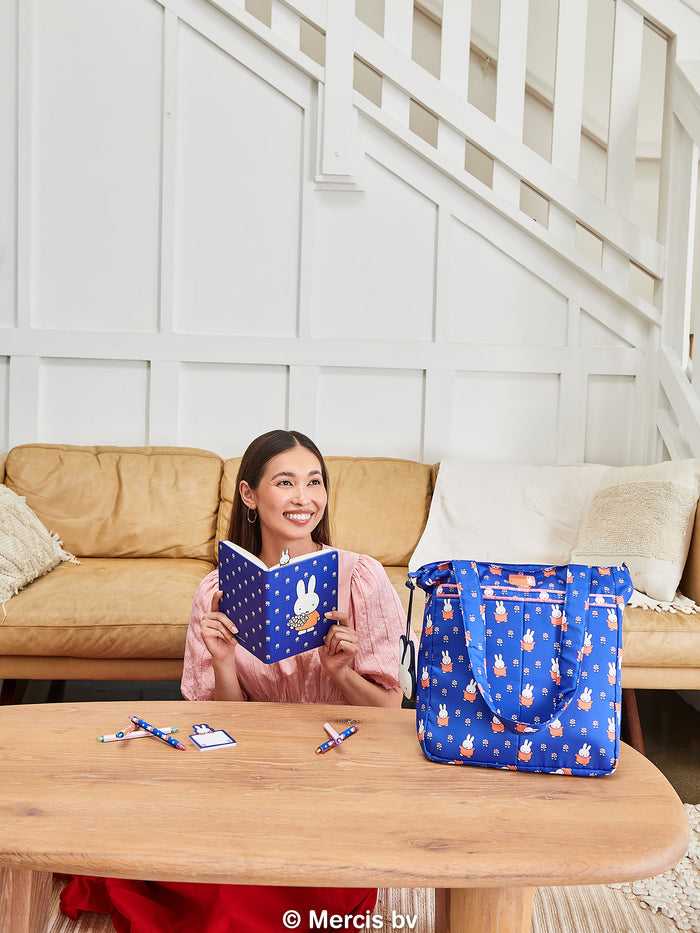 JuJuBe x Studio Oh Miffy Flower Fields Back-to-Campus Bundle - Be Light Tote Bag + Hardcover Notebook + Gel Pen Set + Sticky Notes