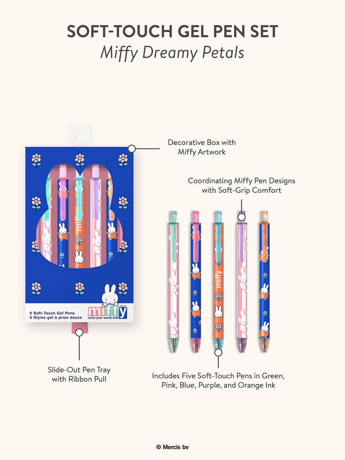 JuJuBe x Studio Oh Miffy Flower Fields Back-to-Campus Bundle - Be Light Tote Bag + Hardcover Notebook + Gel Pen Set + Sticky Notes