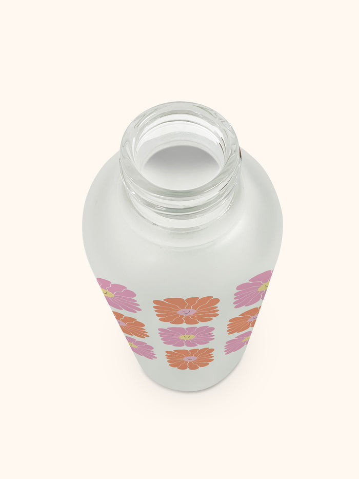 Just for Grins Glass Water Bottle with Straw