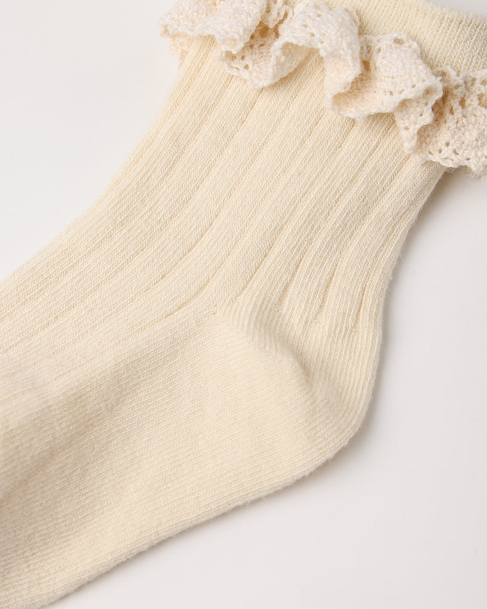 Lace Trim Socks (Rosewood & Natural)