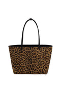 Large leopard print tote bag on white background