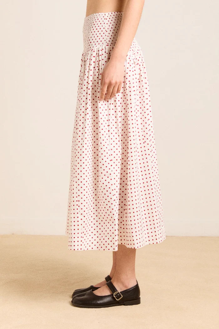 Layla Skirt (Off White and Red Spot)