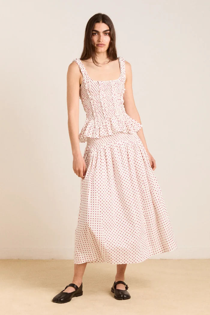 Layla Skirt (Off White and Red Spot)