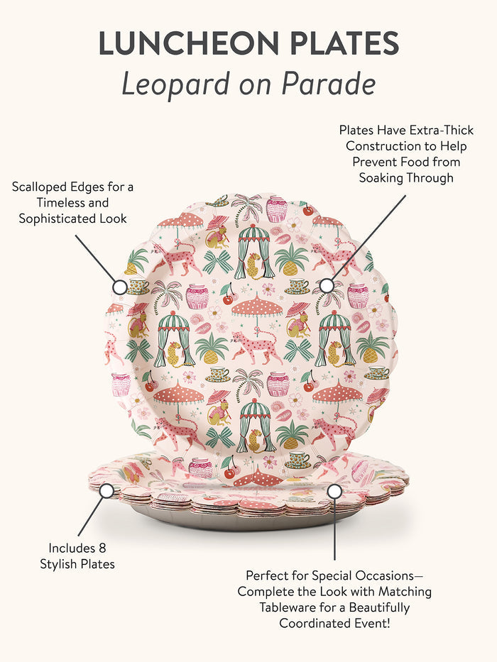 Leopard on Parade Scalloped Lunch Plates
