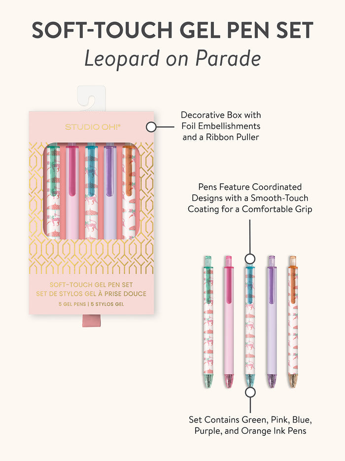 Leopard on Parade Soft-Touch Gel Pen Set