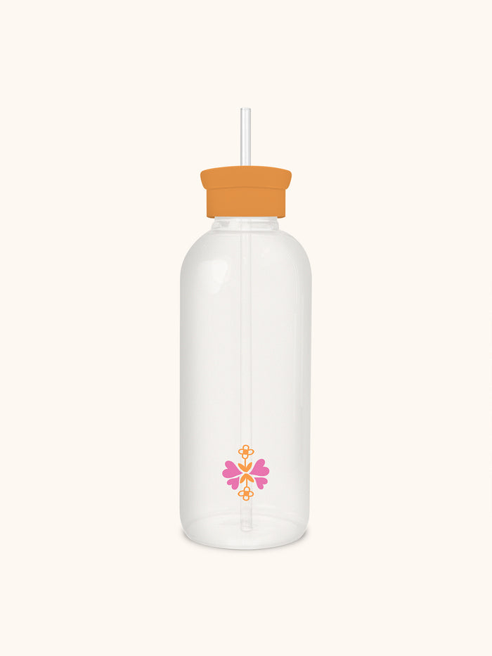 Lucky You Glass Water Bottle with Straw