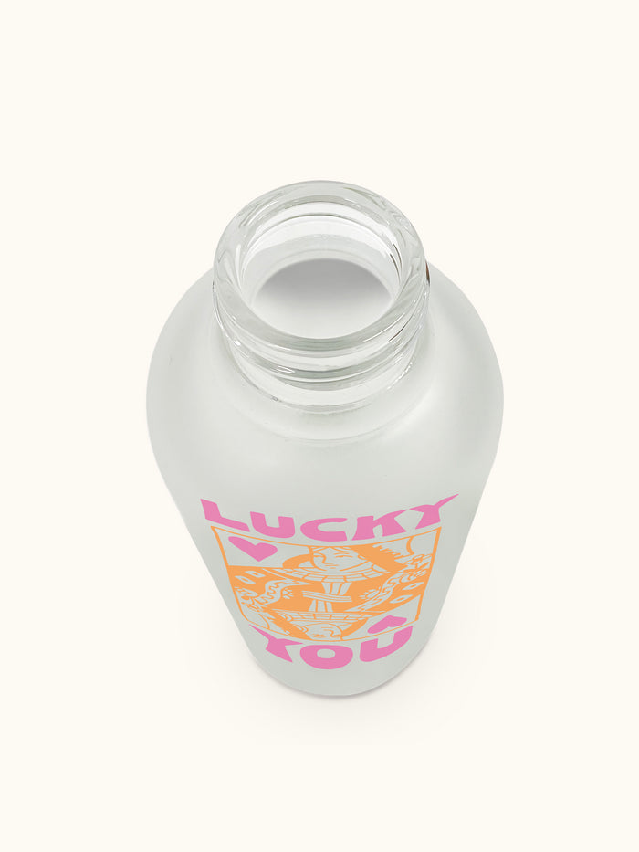 Lucky You Glass Water Bottle with Straw