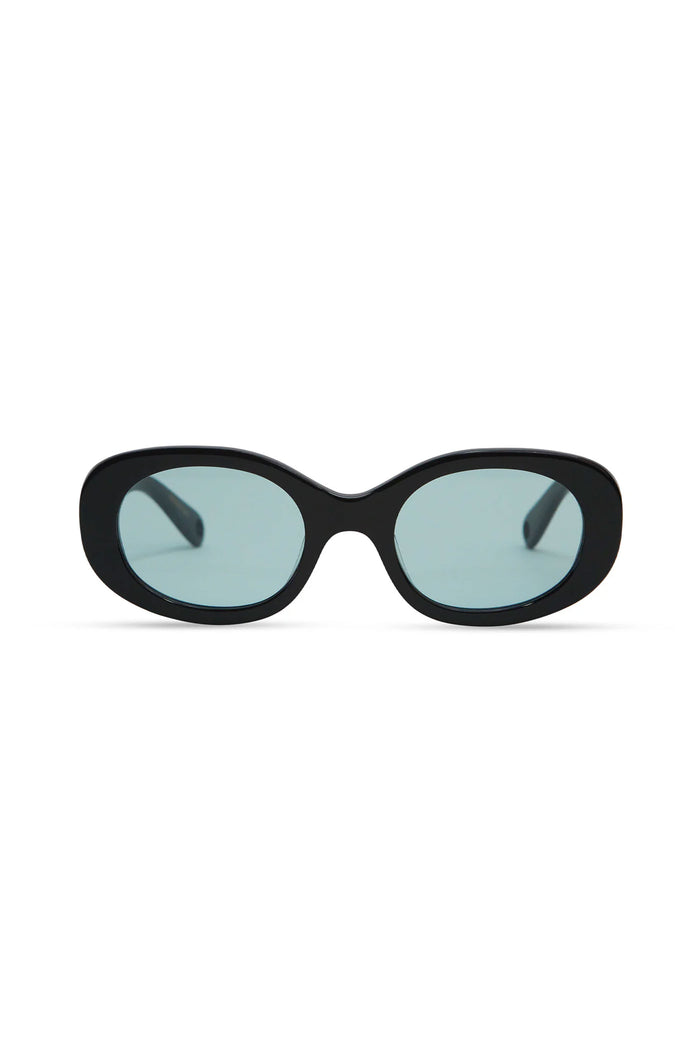 Lyna Sunglasses (Gloss Black + Teal Lens)
