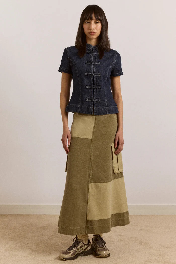 Marcelle Barn Midi Skirt (Olive)