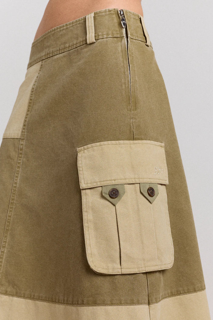 Marcelle Barn Midi Skirt (Olive)