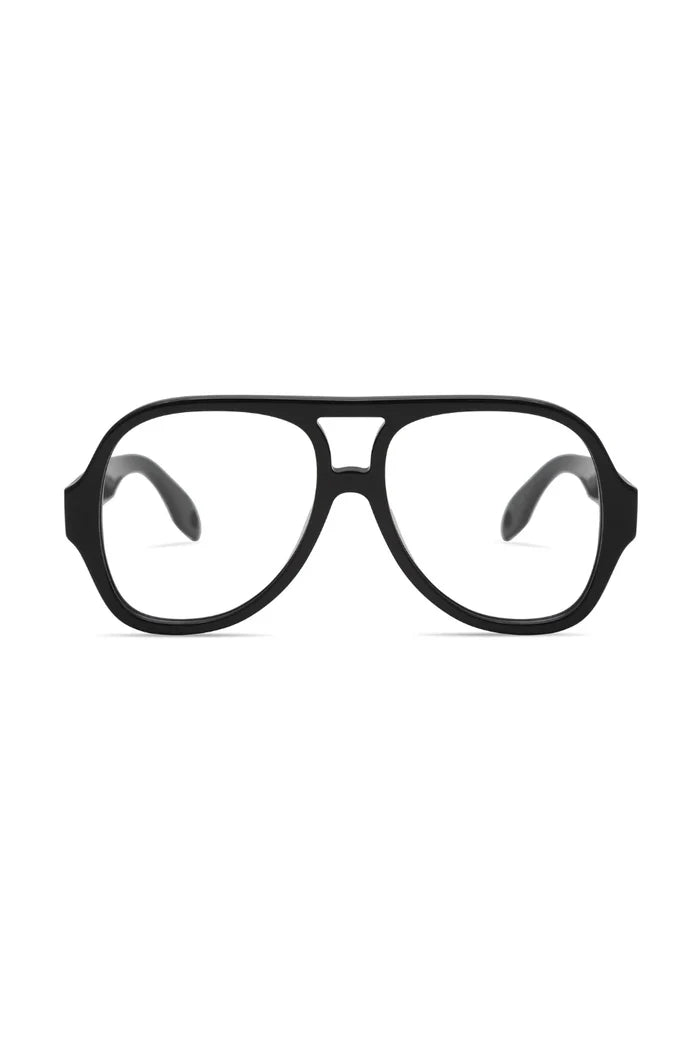 Black aviator sunglasses on a white background
