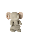 Plush elephant toy with polka dot ears on a white background