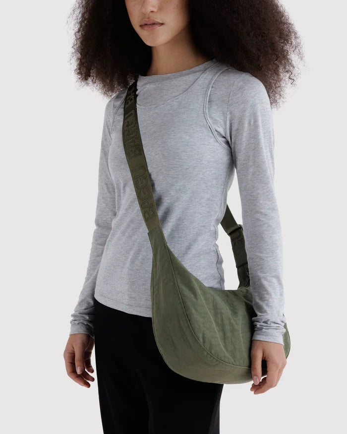 Medium Nylon Crescent Bag (Caper)
