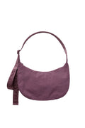 Purple crossbody bag on white background