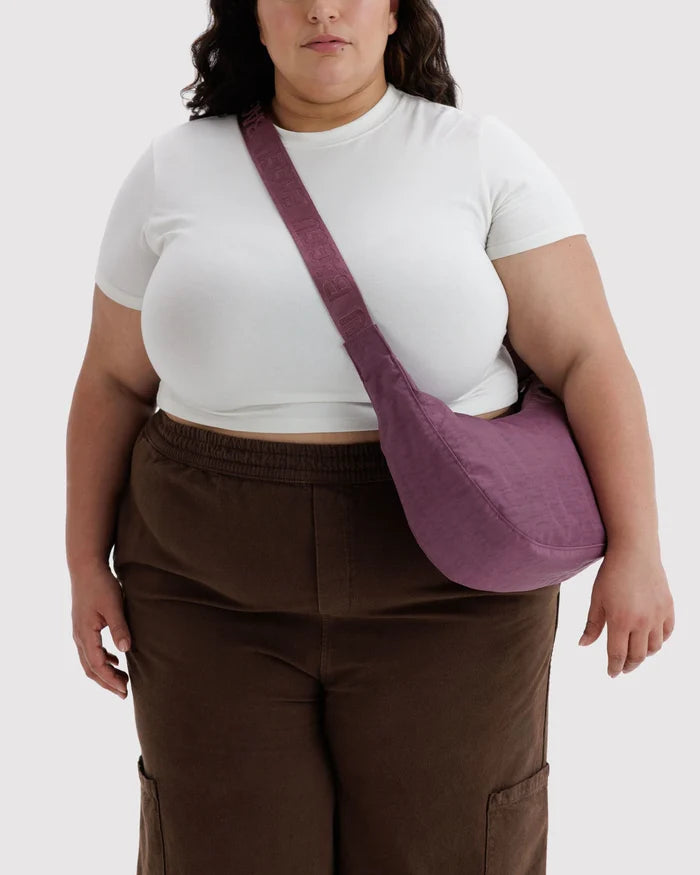Medium Nylon Crescent Bag (Wild Plum)