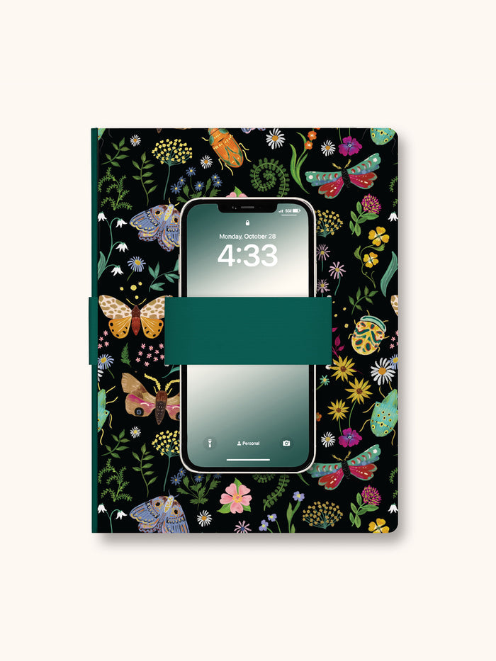 Midnight Garden Casey Notebook with Phone Loop