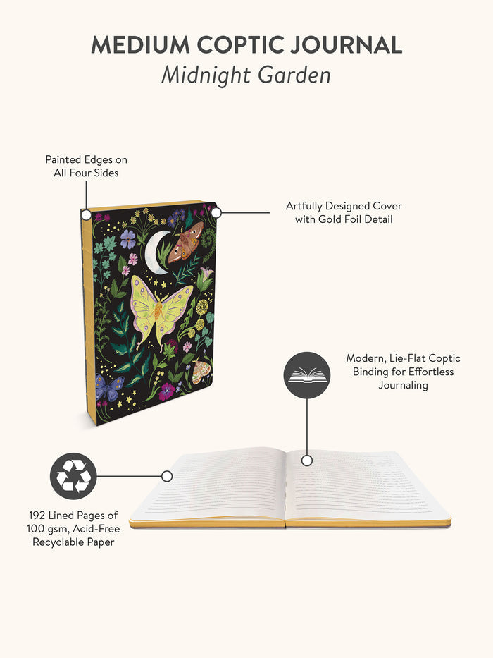 Midnight Garden Medium Coptic-Bound Journal