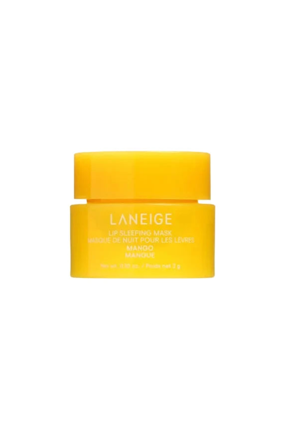 Yellow container of Laneige lip sleeping mask on a white background