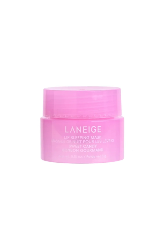 Pink Laneige cosmetic jar on a white background