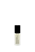 Perfume bottle with black cap on a white background