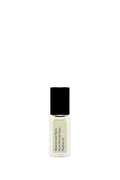 Perfume bottle with black cap on a white background