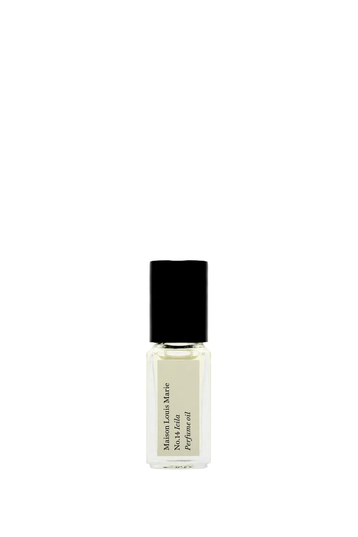 Perfume bottle with black cap on a white background