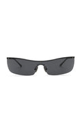 Black sunglasses with dark lenses on a white background