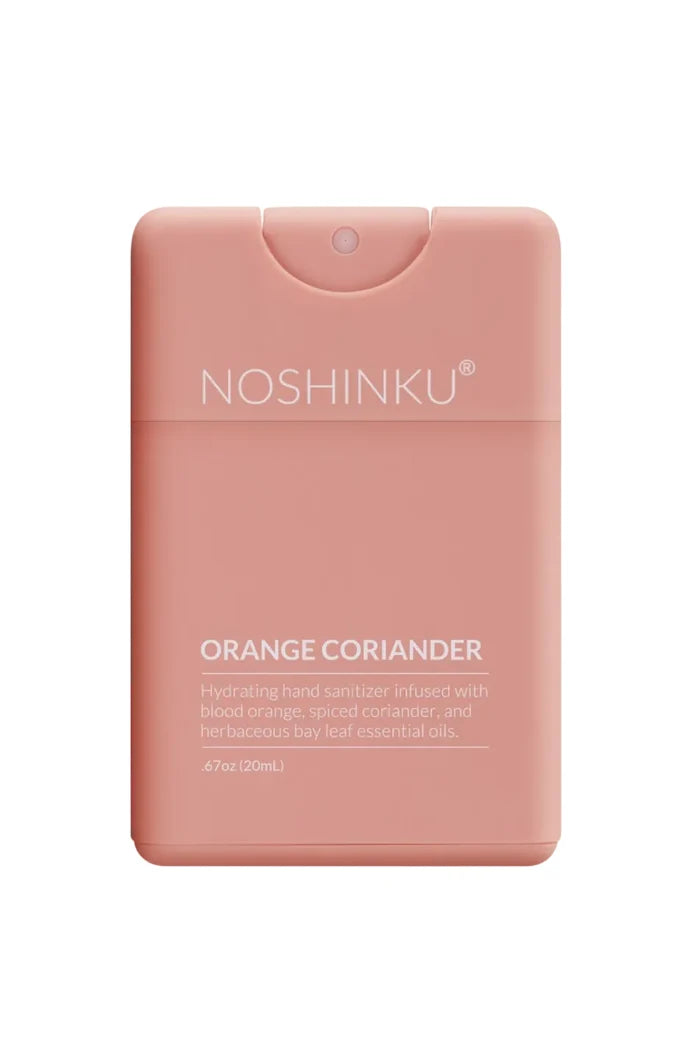 Noshinku Orange Coriander hand sanitizer packaging on a white background