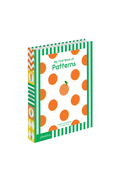 My First Book of Patterns by Phaidon, a children's pattern-learning book with a white cover decorated with green stripes, orange polka dots, and a central orange illustration, shown at a three-quarter angle on a white background.