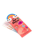A package of OMY Nail Stickers featuring a pink cover decorated with a rainbow, clouds, and cute cartoon designs, with several sheets of colorful nail stickers fanned out behind it on a white background.