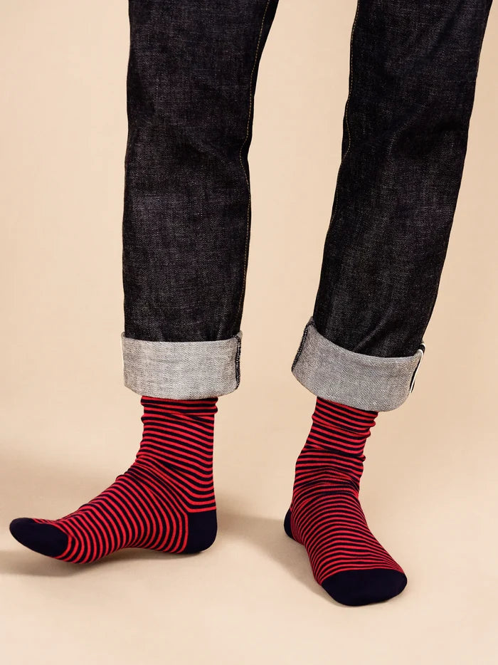 Nautical Stripe Men's Crew (Navy/Red)