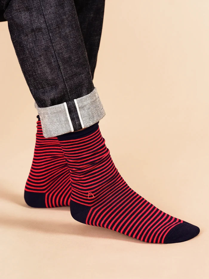 Nautical Stripe Men's Crew (Navy/Red)