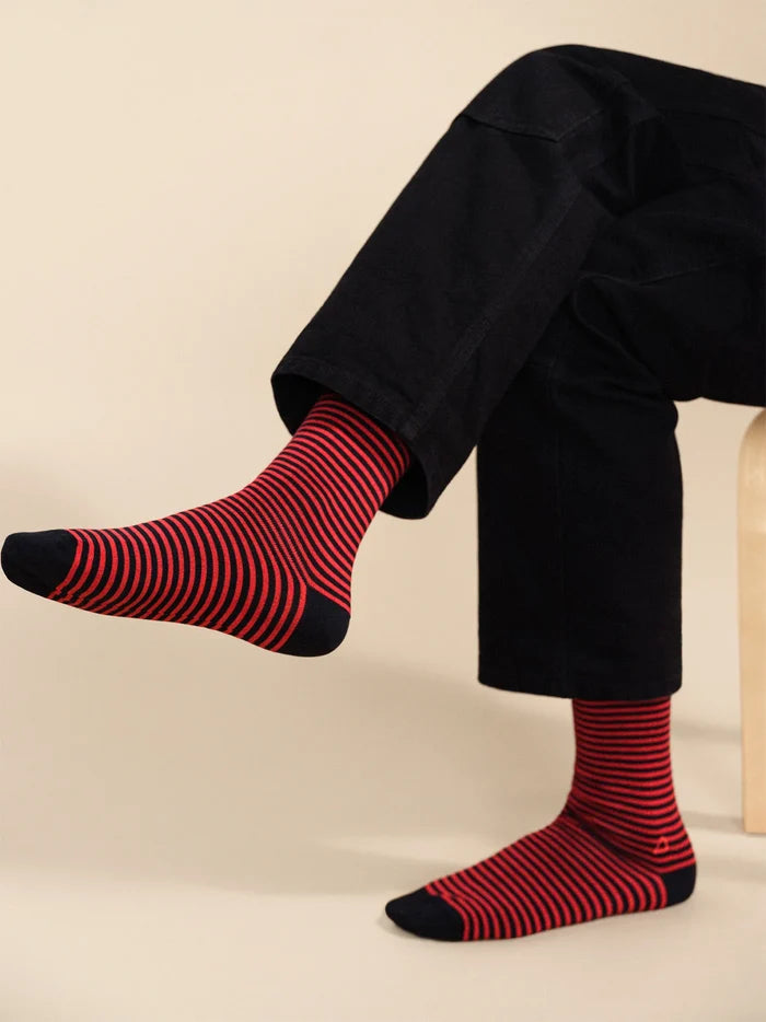 Nautical Stripe Men's Crew (Navy/Red)
