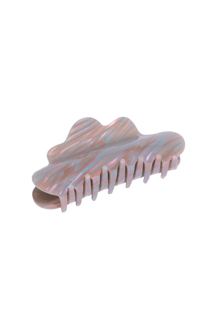 Multicolored pearlescent hair claw clip on white background