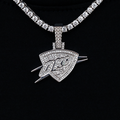 Oklahoma City Thunder OKC Official NBA Micro Logo Pendant in White Gold
