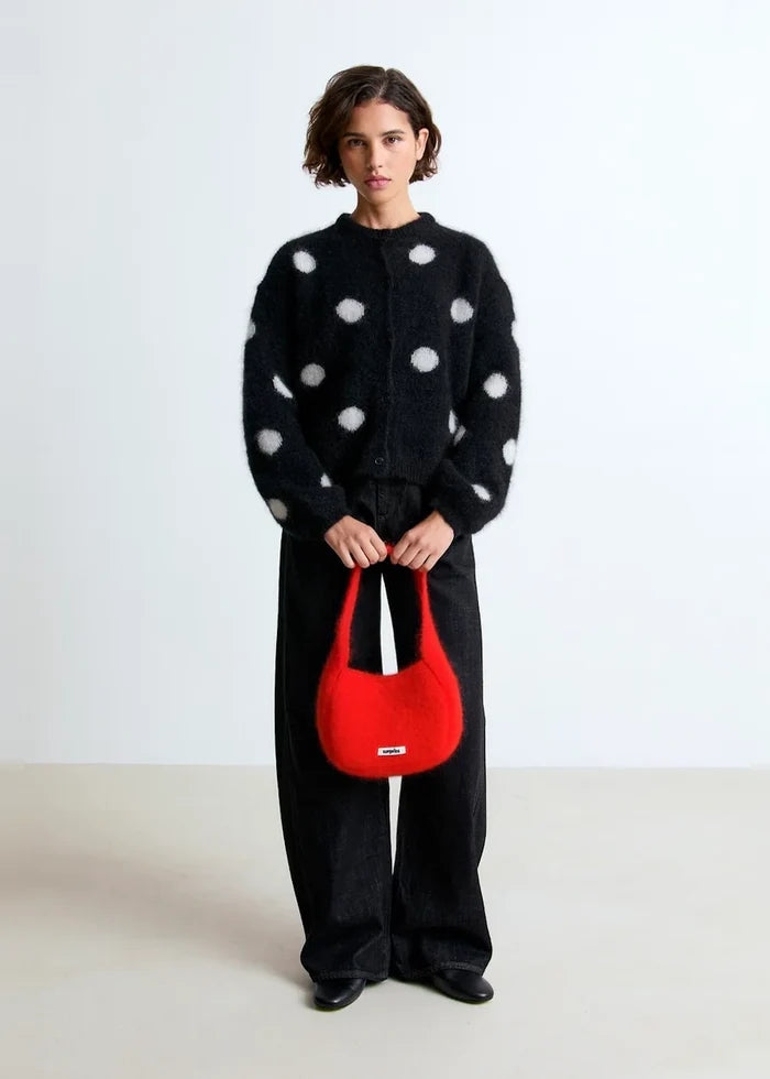 Olivia Mohair Cardigan (Black Polka Dots)